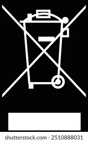 Weee Label sign White | Waste Electrical and Electronic Equipment recycling sign  Wheelie Bin with Bar Symbol, symbol Bin 
