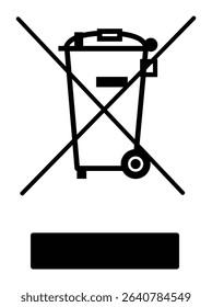 WEEE symbol icon showing a crossed out wheeled bin. Represents restriction of electronic waste disposal in regular trash. Ideal for e-waste, recycling, compliance, and electronics labeling.