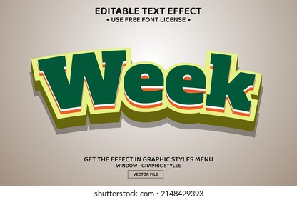 Week 3D editable text effect template