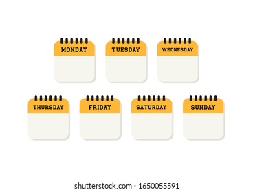 Week calendar flat icon on white background. Vector Illustration. 