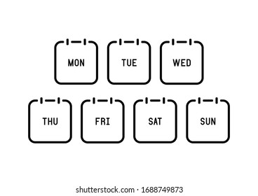 Week calendar flat icon on white background. Vector Illustration.