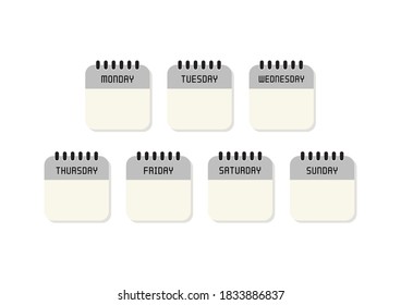 Week calendar flat icon on white background. Vector Illustration. 