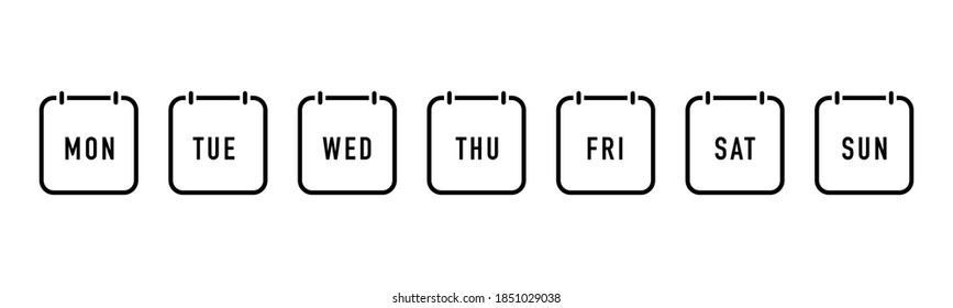 Week calendar flat icon on white background. Vector Illustration.