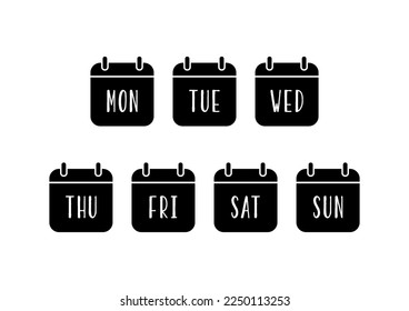 Week calendar flat icon on white background. Vector Illustration.