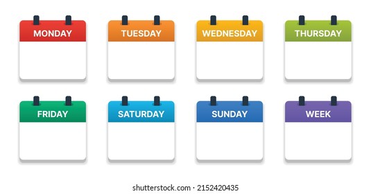 Week calendar schedule vector set in template design.