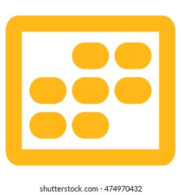 Week Calendar vector icon. Style is contour flat icon symbol, yellow color, white background.