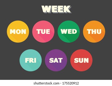 week concept, colorful vector symbols