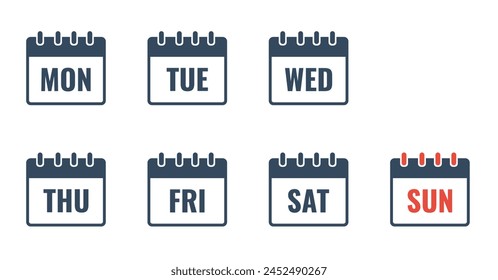week day name in calendar, flat style vector illustration