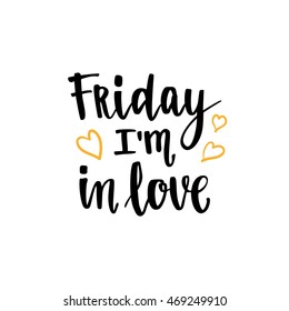 Week days motivation quotes. Friday. Vector handwritten brush lettering for your design on white background.