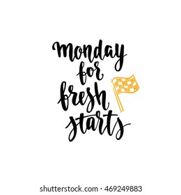 Week days motivation quotes. Monday. Vector handwritten brush lettering for your design on white background.