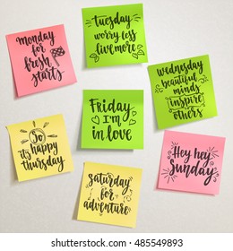 Week Days Motivation Quotes Vector Handwritten Stock Vector Royalty Free 485549893