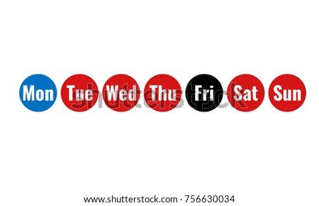 week days round icons