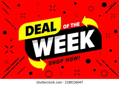 Week discount promotion banner template. Weekly special offer advertisement for retail shop store vector illustration