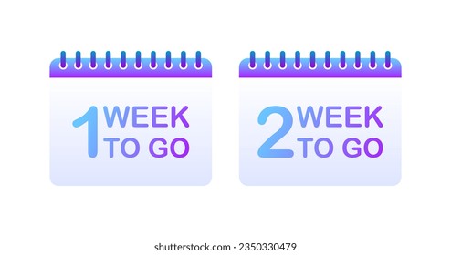 Week to go calendar. Flat, purple, 1 week to go, countdown calendar. Vector illustration