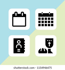 week icon. 4 week set with agenda, calendar and last supper vector icons for web and mobile app