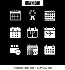 week icon. 9 week vector set. calendar, insignia and ribbon, calendar date and monthly calendar icons for web and design about week theme