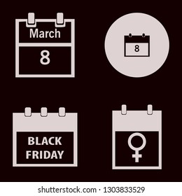 week icon set with march calendar and black friday calendar vector illustration