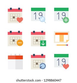 week icons set with schedule and calendar vector set