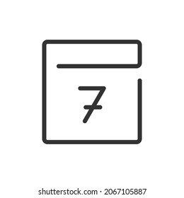 Week minimal line icon. Web stroke symbol design. Week sign isolated on a white background. Premium line icon.