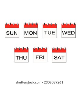 Semana en el calendario. Ilustración vectorial. Conjunto de iconos de calendario de cada día de una semana.