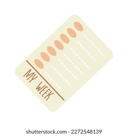Week plan sticker flat icon. Vector illustration