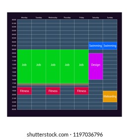 The week planner mockup of tasks for business.