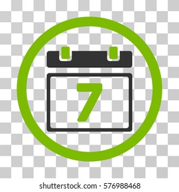 Week rounded icon. Vector bicolor illustration style is a flat iconic symbol inside a circle, eco green and gray colors, transparent background. Designed for web and software interfaces.