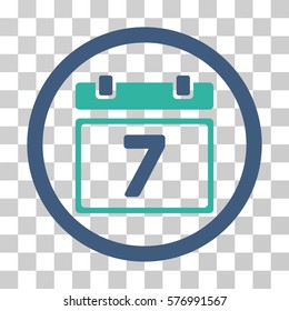 Week rounded icon. Vector bicolor illustration style is a flat iconic symbol inside a circle, cobalt and cyan colors, transparent background. Designed for web and software interfaces.