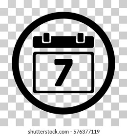 Week rounded icon. Vector illustration style is a flat iconic symbol inside a circle, black color, transparent background. Designed for web and software interfaces.