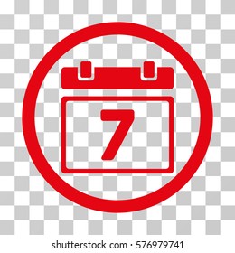 Week rounded icon. Vector illustration style is a flat iconic symbol inside a circle, red color, transparent background. Designed for web and software interfaces.