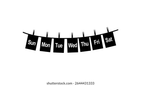 week symbol, black isolated silhouette
