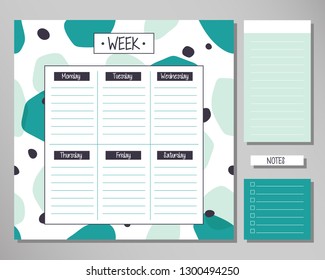 Week timetable set. Colorful abstract background