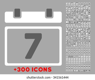 Week vector icon with additional 300 date and time management pictograms. Style is bicolor flat symbols, dark gray and white colors, rounded angles, silver background.