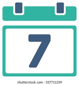 Week vector icon. Style is bicolor flat symbol, cobalt and cyan colors, rounded angles, white background.