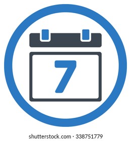 Week vector icon. Style is bicolor flat rounded symbol, smooth blue colors, rounded angles, white background.