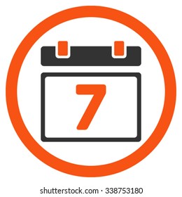 Week vector icon. Style is bicolor flat rounded symbol, orange and gray colors, rounded angles, white background.
