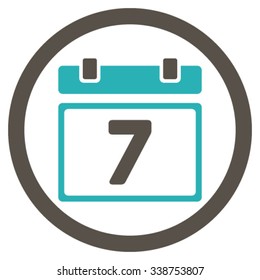 Week vector icon. Style is bicolor flat rounded symbol, grey and cyan colors, rounded angles, white background.