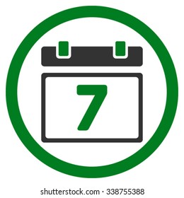 Week vector icon. Style is bicolor flat rounded symbol, green and gray colors, rounded angles, white background.