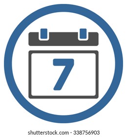 Week vector icon. Style is bicolor flat rounded symbol, cobalt and gray colors, rounded angles, white background.