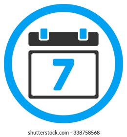 Week vector icon. Style is bicolor flat rounded symbol, blue and gray colors, rounded angles, white background.