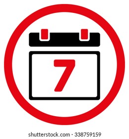 Week vector icon. Style is bicolor flat rounded symbol, intensive red and black colors, rounded angles, white background.