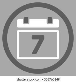 Week vector icon. Style is bicolor flat rounded symbol, dark gray and white colors, rounded angles, silver background.
