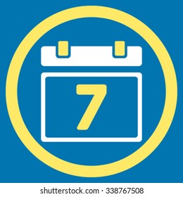 Week vector icon. Style is bicolor flat rounded symbol, yellow and white colors, rounded angles, blue background.