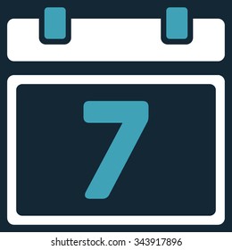 Week vector icon. Style is bicolor flat symbol, blue and white colors, rounded angles, dark blue background.