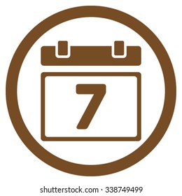 Week vector icon. Style is flat rounded symbol, brown color, rounded angles, white background.