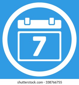 Week vector icon. Style is flat rounded symbol, white color, rounded angles, blue background.