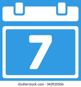 Week vector icon. Style is flat symbol, white color, rounded angles, blue background.