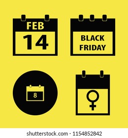 week vector icons set. with march calendar, black friday calendar and calendar february in set