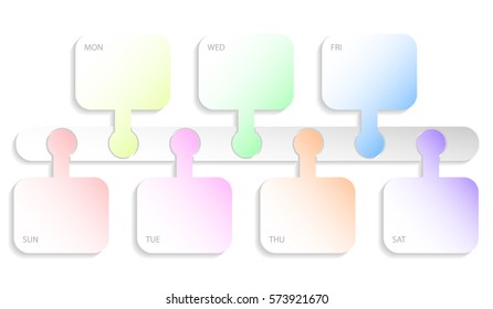 weekday planner for private and office user , planner with color of date