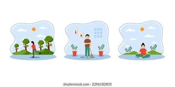 Weekend Activity Flat Bundle Design Illustration